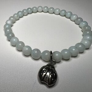 Ladybug Charm Amazonite Stone Elastic Stretch‎ Bracelet